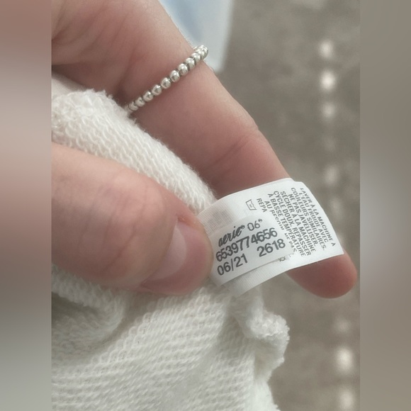 Aerie Collared Crew V Neck Pullover with Pockets, Size Small - Picture 6 of 8